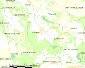 Poziția localității Blaisy-Bas