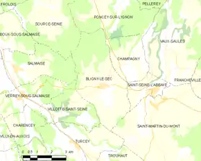 Poziția localității Bligny-le-Sec