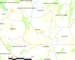 Poziția localității Braux