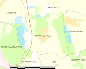 Poziția localității Bressey-sur-Tille