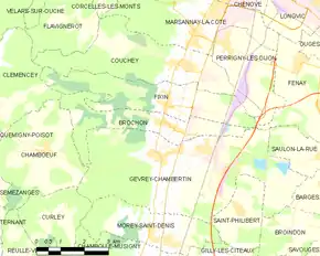 Poziția localității Brochon