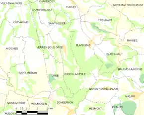 Poziția localității Bussy-la-Pesle