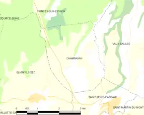 Poziția localității Champagny