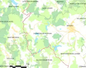 Poziția localității Champeau-en-Morvan