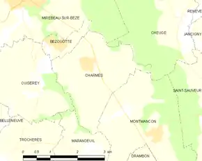 Poziția localității Charmes