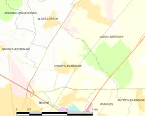 Poziția localității Chorey-les-Beaune