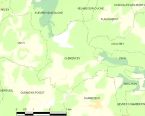 Poziția localității Clémencey