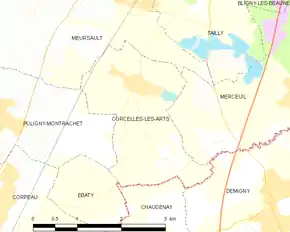 Poziția localității Corcelles-les-Arts