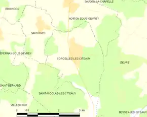 Poziția localității Corcelles-lès-Cîteaux