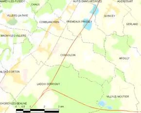 Poziția localității Corgoloin