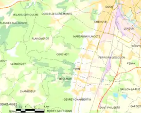 Poziția localității Couchey