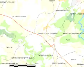 Poziția localității Courcelles-lès-Semur
