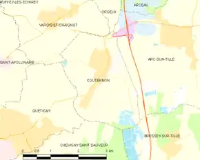 Poziția localității Couternon