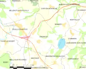 Poziția localității Créancey