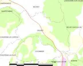 Poziția localității Crugey