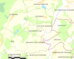 Poziția localității Dampierre-et-Flée