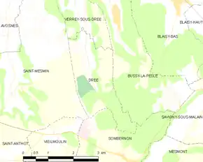 Poziția localității Drée