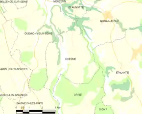 Poziția localității Duesme