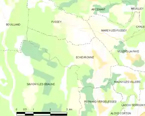 Poziția localității Échevronne