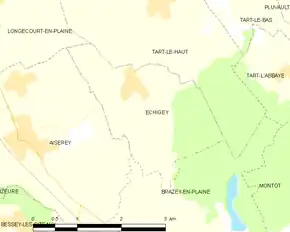 Poziția localității Échigey