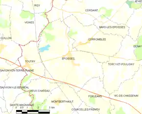 Poziția localității Époisses