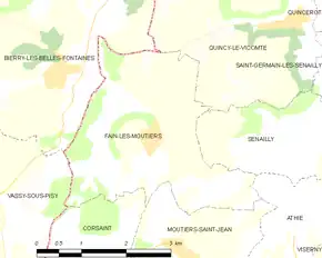 Poziția localității Fain-lès-Moutiers