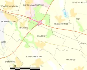 Poziția localității Fauverney