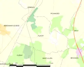 Poziția localității Flacey