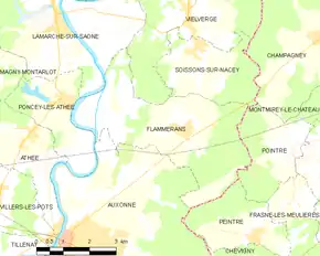 Poziția localității Flammerans