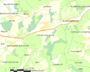 Poziția localității Fleurey-sur-Ouche