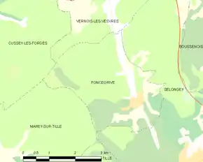 Poziția localității Foncegrive