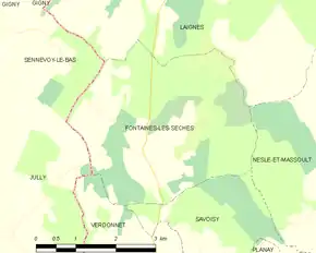 Poziția localității Fontaines-les-Sèches