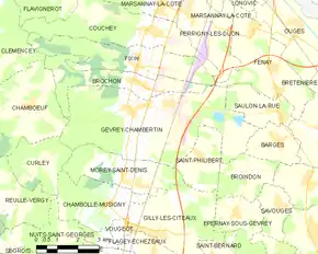 Poziția localității Gevrey-Chambertin