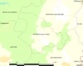 Poziția localității Grosbois-lès-Tichey