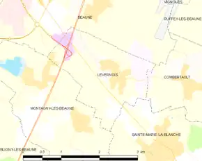 Poziția localității Levernois
