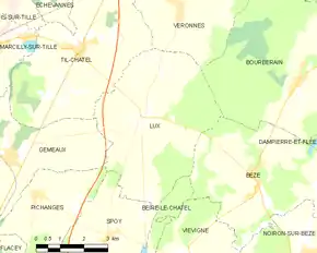 Poziția localității Lux