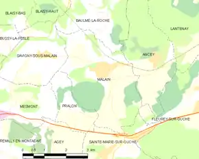 Poziția localității Mâlain