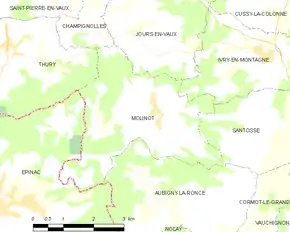 Poziția localității Molinot