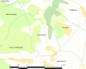 Poziția localității Monthelie