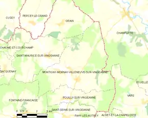 Poziția localității Montigny-Mornay-Villeneuve-sur-Vingeanne
