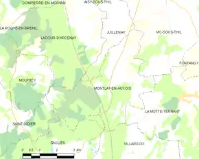 Poziția localității Montlay-en-Auxois