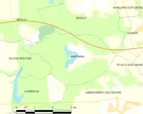Poziția localității Montmain