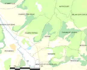 Poziția localității Obtrée