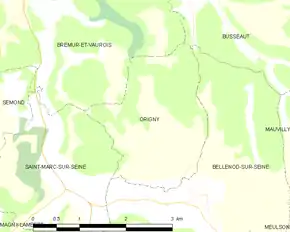 Poziția localității Origny