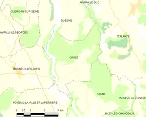 Poziția localității Orret