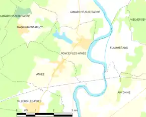 Poziția localității Poncey-lès-Athée