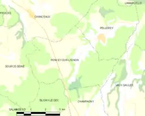 Poziția localității Poncey-sur-l'Ignon