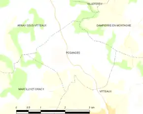 Poziția localității Posanges