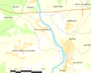 Poziția localității Pouilly-sur-Saône