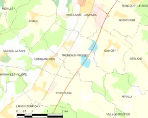 Poziția localității Premeaux-Prissey
